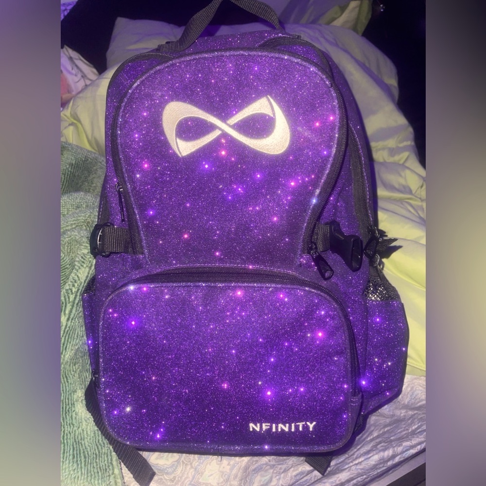 Nfinity purple glitter book bag